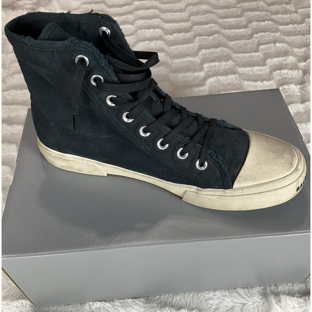Balenciaga Mens Black Size 11 High Top Canvas Designer Sneakers Streetwear - Picture 5 of 15